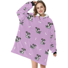 Load image into Gallery viewer, Smiling Schnauzer Love Blanket Hoodie for Women - 4 Colors-Blanket-Blanket Hoodie, Blankets, Schnauzer-Plum Purple-3