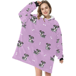Smiling Schnauzer Love Blanket Hoodie for Women - 4 Colors-Blanket-Blanket Hoodie, Blankets, Schnauzer-Plum Purple-3