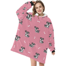 Load image into Gallery viewer, Smiling Schnauzer Love Blanket Hoodie for Women - 4 Colors-Blanket-Blanket Hoodie, Blankets, Schnauzer-Dusty Rose-5