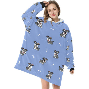Smiling Schnauzer Love Blanket Hoodie for Women - 4 Colors-Blanket-Blanket Hoodie, Blankets, Schnauzer-Cornflower Blue-7