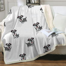 Load image into Gallery viewer, Smiling Schnauzer Love Soft Warm Fleece Blanket - 4 Colors-Blanket-Blankets, Home Decor, Schnauzer-Ivory-Small-2