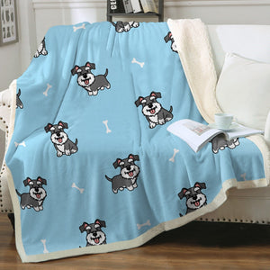 Smiling Schnauzer Love Soft Warm Fleece Blanket - 4 Colors-Blanket-Blankets, Home Decor, Schnauzer-Sky Blue-Small-3