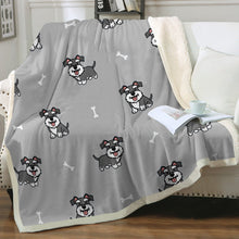 Load image into Gallery viewer, Smiling Schnauzer Love Soft Warm Fleece Blanket - 4 Colors-Blanket-Blankets, Home Decor, Schnauzer-Warm Gray-Small-4