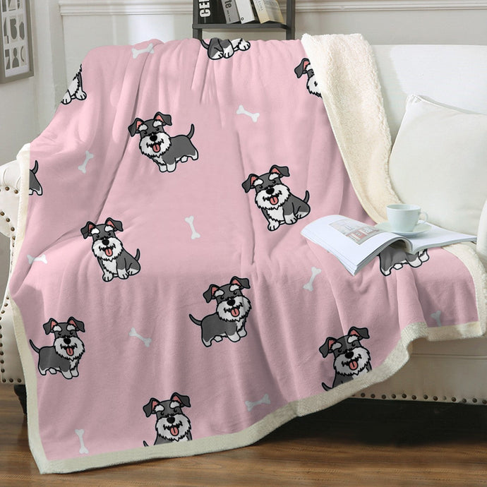 Smiling Schnauzer Love Soft Warm Fleece Blanket - 4 Colors-Blanket-Blankets, Home Decor, Schnauzer-Soft Pink-Small-1