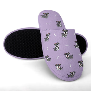Smiling Schnauzer Love Women's Cotton Mop Slippers-Accessories, Dog Mom Gifts, Schnauzer, Slippers-10