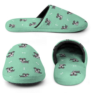 Smiling Schnauzer Love Women's Cotton Mop Slippers-Accessories, Dog Mom Gifts, Schnauzer, Slippers-11