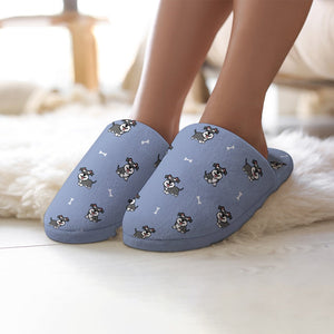 Smiling Schnauzer Love Women's Cotton Mop Slippers-Accessories, Dog Mom Gifts, Schnauzer, Slippers-17
