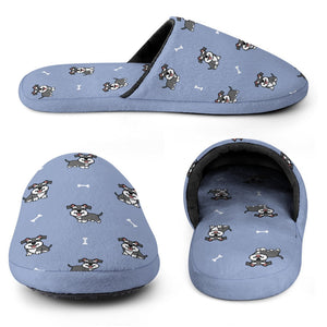 Smiling Schnauzer Love Women's Cotton Mop Slippers-Accessories, Dog Mom Gifts, Schnauzer, Slippers-20