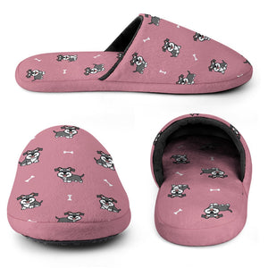 Smiling Schnauzer Love Women's Cotton Mop Slippers-Accessories, Dog Mom Gifts, Schnauzer, Slippers-3