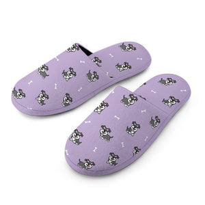 Smiling Schnauzer Love Women's Cotton Mop Slippers-Accessories, Dog Mom Gifts, Schnauzer, Slippers-6