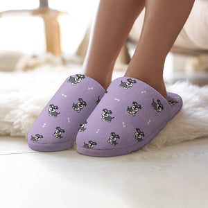 Smiling Schnauzer Love Women's Cotton Mop Slippers-Accessories, Dog Mom Gifts, Schnauzer, Slippers-8