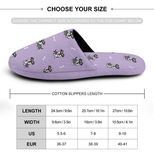 Smiling Schnauzer Love Women's Cotton Mop Slippers-Accessories, Dog Mom Gifts, Schnauzer, Slippers-36-37_（5.5-6）-Thistle1-9
