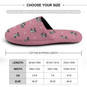 Smiling Schnauzer Love Women's Cotton Mop Slippers-Accessories, Dog Mom Gifts, Schnauzer, Slippers-36-37_（5.5-6）-PaleVioletRed1-1