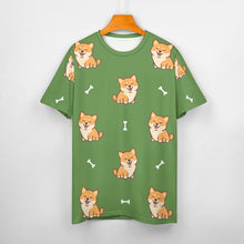 Load image into Gallery viewer, Smiling Shiba Love All Over Print Women&#39;s Cotton T-Shirt - 3 Colors-Apparel-Apparel, Shiba Inu, Shirt, T Shirt-11