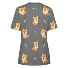 Load image into Gallery viewer, Smiling Shiba Love All Over Print Women&#39;s Cotton T-Shirt - 3 Colors-Apparel-Apparel, Shiba Inu, Shirt, T Shirt-14