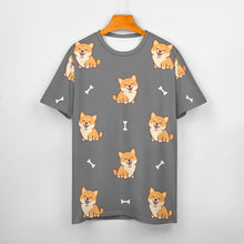 Load image into Gallery viewer, Smiling Shiba Love All Over Print Women&#39;s Cotton T-Shirt - 3 Colors-Apparel-Apparel, Shiba Inu, Shirt, T Shirt-15