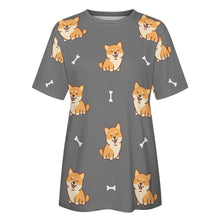 Load image into Gallery viewer, Smiling Shiba Love All Over Print Women&#39;s Cotton T-Shirt - 3 Colors-Apparel-Apparel, Shiba Inu, Shirt, T Shirt-18