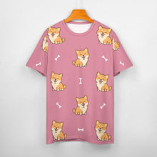 Load image into Gallery viewer, Smiling Shiba Love All Over Print Women&#39;s Cotton T-Shirt - 3 Colors-Apparel-Apparel, Shiba Inu, Shirt, T Shirt-2