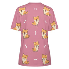 Load image into Gallery viewer, Smiling Shiba Love All Over Print Women&#39;s Cotton T-Shirt - 3 Colors-Apparel-Apparel, Shiba Inu, Shirt, T Shirt-3