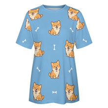Load image into Gallery viewer, Smiling Shiba Love All Over Print Women&#39;s Cotton T-Shirt - 3 Colors-Apparel-Apparel, Shiba Inu, Shirt, T Shirt-7