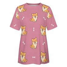 Load image into Gallery viewer, Smiling Shiba Love All Over Print Women&#39;s Cotton T-Shirt - 3 Colors-Apparel-Apparel, Shiba Inu, Shirt, T Shirt-8