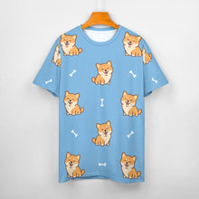 Load image into Gallery viewer, Smiling Shiba Love All Over Print Women&#39;s Cotton T-Shirt - 3 Colors-Apparel-Apparel, Shiba Inu, Shirt, T Shirt-9