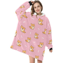Load image into Gallery viewer, Smiling Shiba Love Blanket Hoodie for Women-Apparel-Apparel, Blankets-2