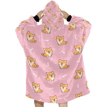 Load image into Gallery viewer, Smiling Shiba Love Blanket Hoodie for Women-Apparel-Apparel, Blankets-3