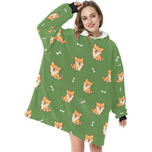 Load image into Gallery viewer, Smiling Shiba Love Blanket Hoodie for Women-Apparel-Apparel, Blankets-12