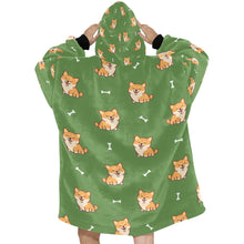 Load image into Gallery viewer, Smiling Shiba Love Blanket Hoodie for Women-Apparel-Apparel, Blankets-14