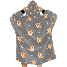 Load image into Gallery viewer, Smiling Shiba Love Blanket Hoodie for Women-Apparel-Apparel, Blankets-8