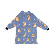 Load image into Gallery viewer, Smiling Shiba Love Blanket Hoodie for Women-Apparel-Apparel, Blankets-CornflowerBlue-ONE SIZE-5