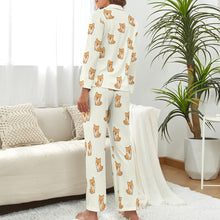 Load image into Gallery viewer, Smiling Shiba Love Pajamas Set for Women-S-Ivory-1