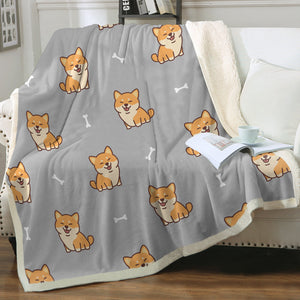 Smiling Shiba Love Soft Warm Fleece Blanket - 4 Colors-Blanket-Blankets, Home Decor, Shiba Inu-10