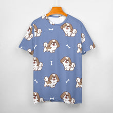 Load image into Gallery viewer, Smiling Shih Tzu Love All Over Print Women&#39;s Cotton T-Shirt - 4 Colors-Apparel-Apparel, Shih Tzu, Shirt, T Shirt-8