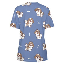 Load image into Gallery viewer, Smiling Shih Tzu Love All Over Print Women&#39;s Cotton T-Shirt - 4 Colors-Apparel-Apparel, Shih Tzu, Shirt, T Shirt-6