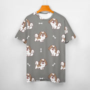 Smiling Shih Tzu Love All Over Print Women's Cotton T-Shirt - 4 Colors-Apparel-Apparel, Shih Tzu, Shirt, T Shirt-16
