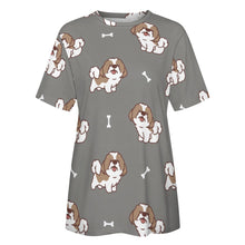 Load image into Gallery viewer, Smiling Shih Tzu Love All Over Print Women&#39;s Cotton T-Shirt - 4 Colors-Apparel-Apparel, Shih Tzu, Shirt, T Shirt-10