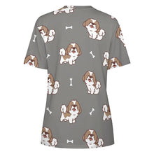 Load image into Gallery viewer, Smiling Shih Tzu Love All Over Print Women&#39;s Cotton T-Shirt - 4 Colors-Apparel-Apparel, Shih Tzu, Shirt, T Shirt-9