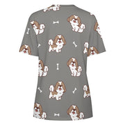 Smiling Shih Tzu Love All Over Print Women's Cotton T-Shirt - 4 Colors-Apparel-Apparel, Shih Tzu, Shirt, T Shirt-9