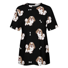 Load image into Gallery viewer, Smiling Shih Tzu Love All Over Print Women&#39;s Cotton T-Shirt - 4 Colors-Apparel-Apparel, Shih Tzu, Shirt, T Shirt-12