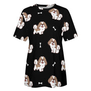 Smiling Shih Tzu Love All Over Print Women's Cotton T-Shirt - 4 Colors-Apparel-Apparel, Shih Tzu, Shirt, T Shirt-12
