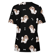 Load image into Gallery viewer, Smiling Shih Tzu Love All Over Print Women&#39;s Cotton T-Shirt - 4 Colors-Apparel-Apparel, Shih Tzu, Shirt, T Shirt-14