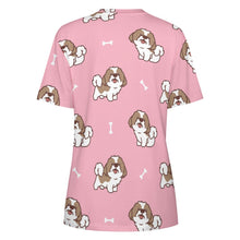 Load image into Gallery viewer, Smiling Shih Tzu Love All Over Print Women&#39;s Cotton T-Shirt - 4 Colors-Apparel-Apparel, Shih Tzu, Shirt, T Shirt-1