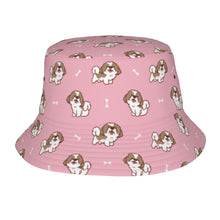 Load image into Gallery viewer, Smiling Shih Tzu Love Bucket Hat-Hats &amp; Caps-Light Pink-One Size-33