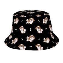 Load image into Gallery viewer, Smiling Shih Tzu Love Bucket Hat-Hats &amp; Caps-Midnight Black-One Size-9