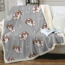 Load image into Gallery viewer, Smiling Shih Tzu Love Soft Warm Fleece Blanket - 4 Colors-Blanket-Blankets, Home Decor, Shih Tzu-16