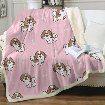 Smiling Shih Tzu Love Soft Warm Fleece Blanket 4 Colors 360x