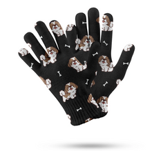 Load image into Gallery viewer, Smiling Shih Tzu Love Touch Screen Gloves - 4 Colors-Accessories-Accessories, Dog Dad Gifts, Dog Mom Gifts, Gloves, Shih Tzu-Black-1