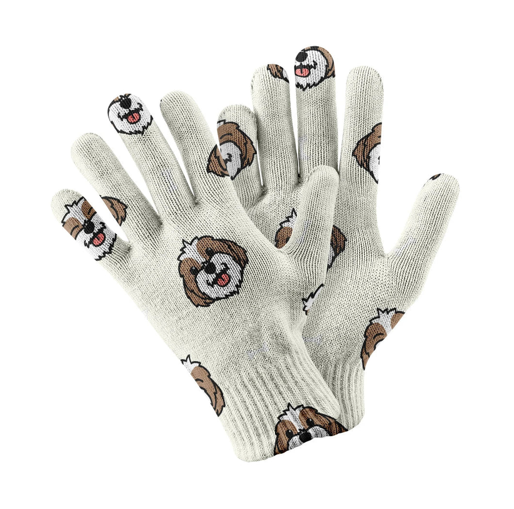 Smiling Shih Tzu Touch Screen Gloves-Accessories-Accessories, Dog Dad Gifts, Dog Mom Gifts, Gloves, Shih Tzu-White-1